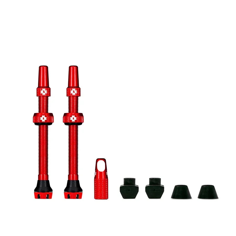 V2 Tubeless Valve Kit - Red 60mm Pair - Bicycle Warehouse