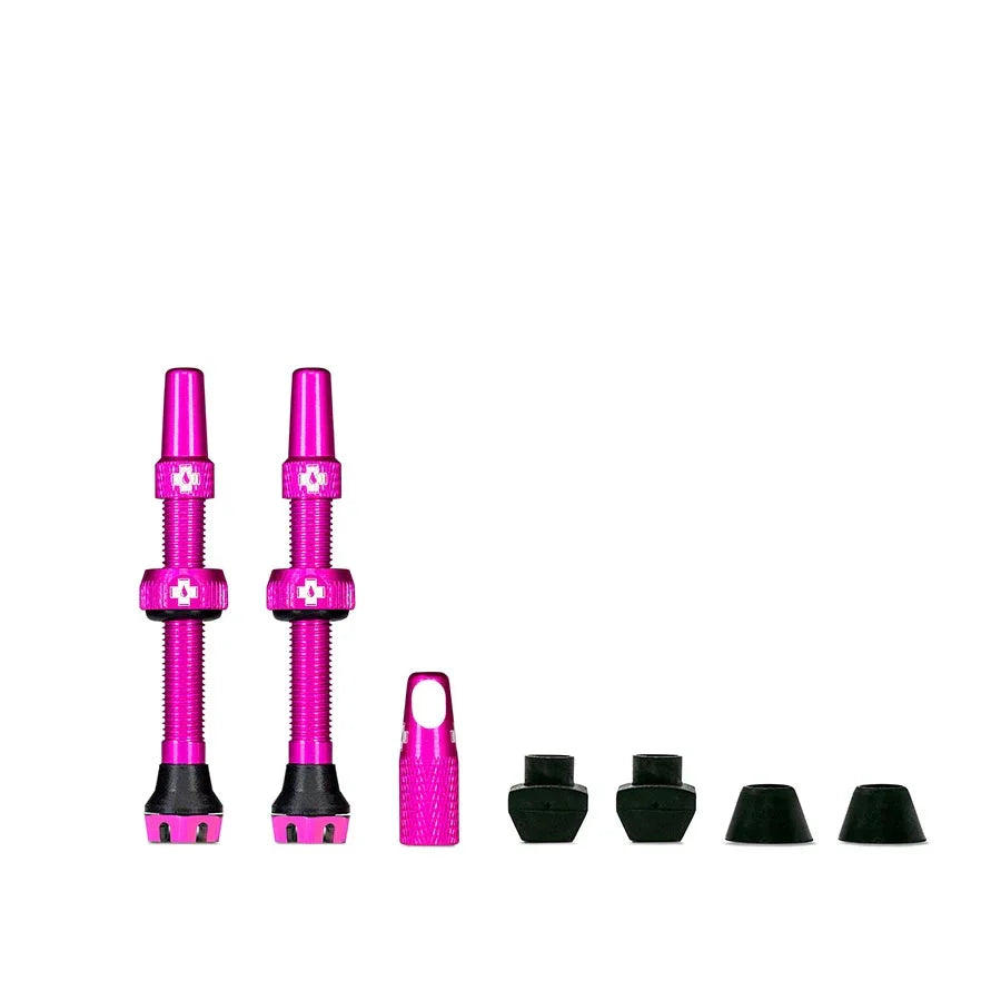 V2 Tubeless Valve Kit - Pink 44mm Pair - Bicycle Warehouse