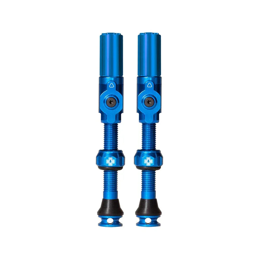 Big Bore Hybrid Tubeless Valve 75mm Pair - Blue - Bicycle Warehouse