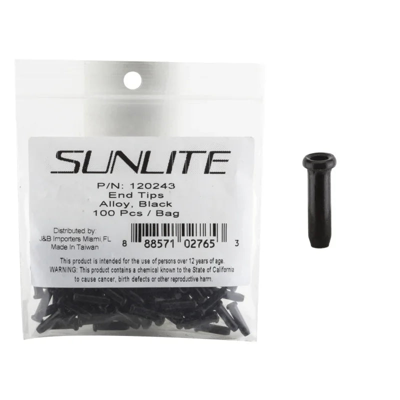 Sunlite Cable Tips Black Bag of 100 - Bicycle Warehouse