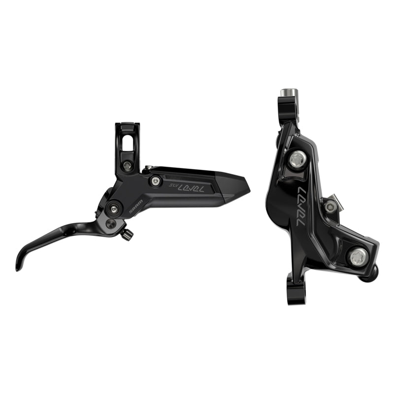 Level Silver Stealth Disc Brake Lever - Front Post Mount 4-Piston Aluminum Lever SS Hardware BLK C1 - Bicycle Warehouse