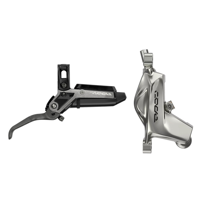 Code Ultimate Stealth Disc Brake Lever - Rear Post Mount 4-Piston Carbon Lever Titanium Hardware BLK/Silver C1 - Bicycle Warehouse