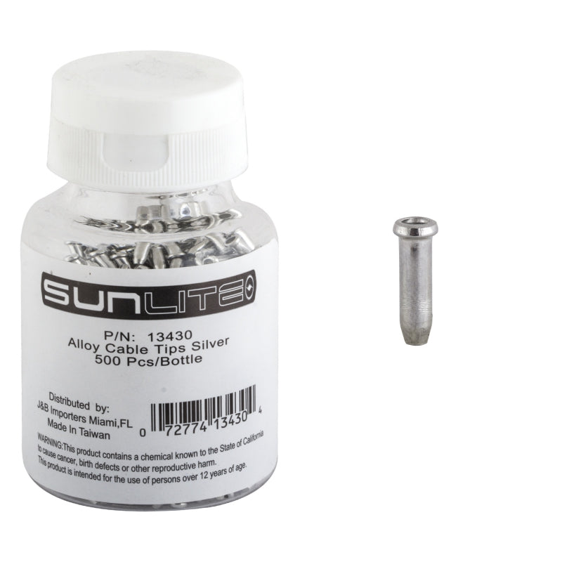 Sunlite Cable Tips Silver Bottle of 500 - Bicycle Warehouse