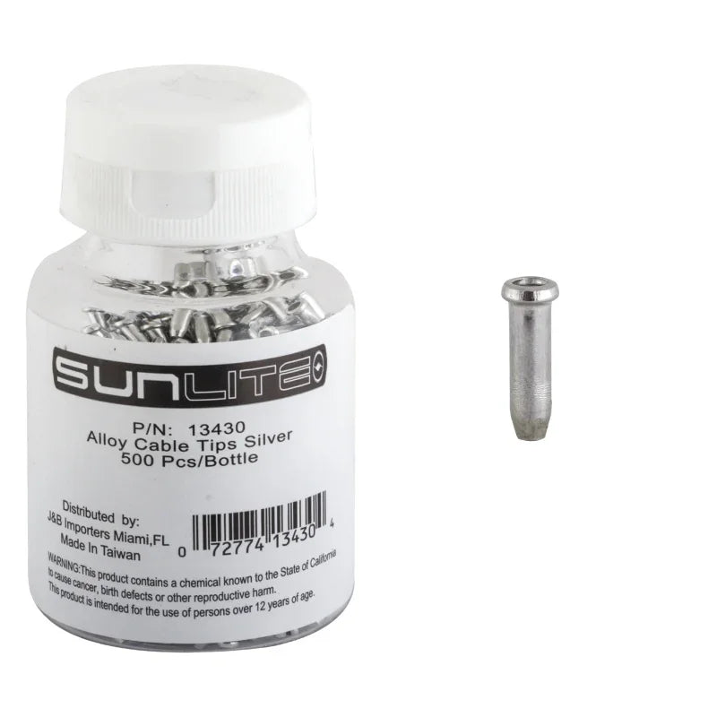 Sunlite Cable Tips Silver Bottle of 500 - Bicycle Warehouse
