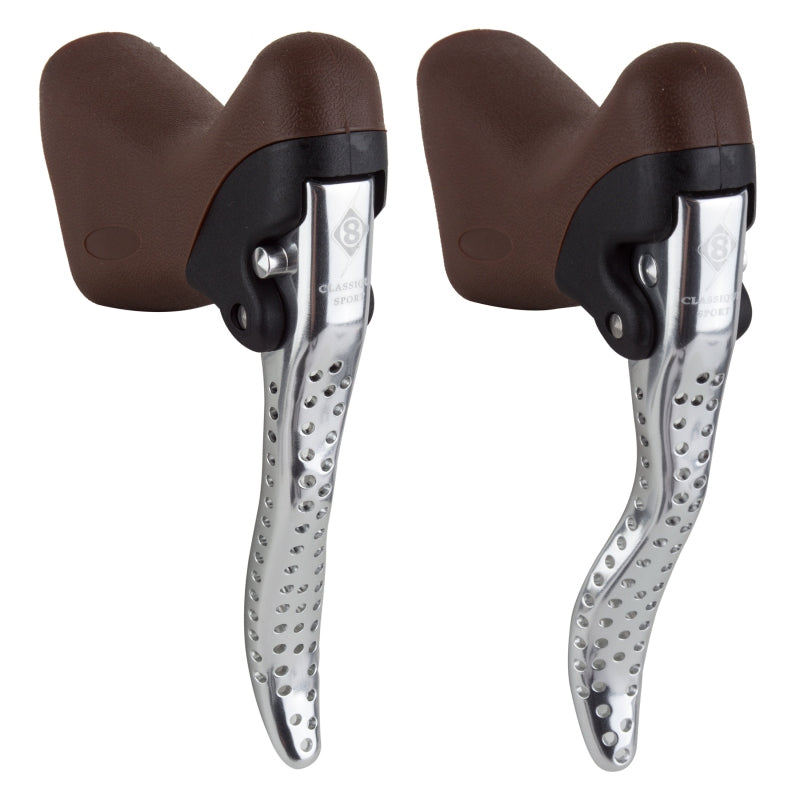 Classique Sport Road Levers Brown/Silver Pair - Bicycle Warehouse