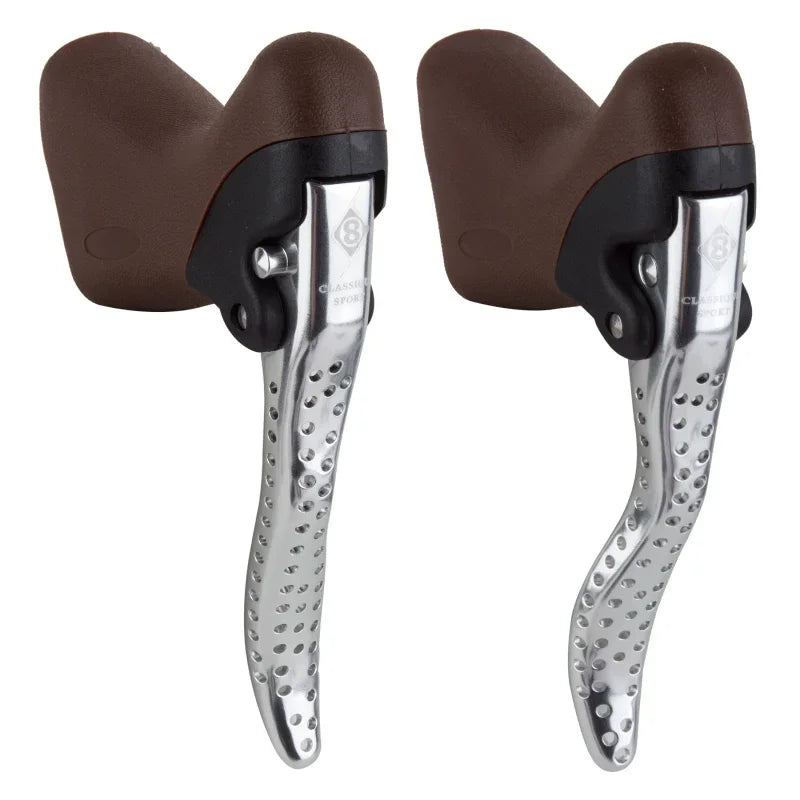 Classique Sport Road Levers Brown/Silver Pair - Bicycle Warehouse