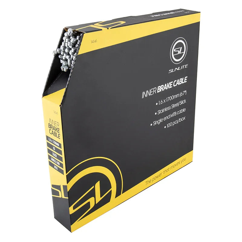 Sunlite Brake Cables MTB 1700mm 1.6mm Slick Silver 100/bx - Bicycle Warehouse