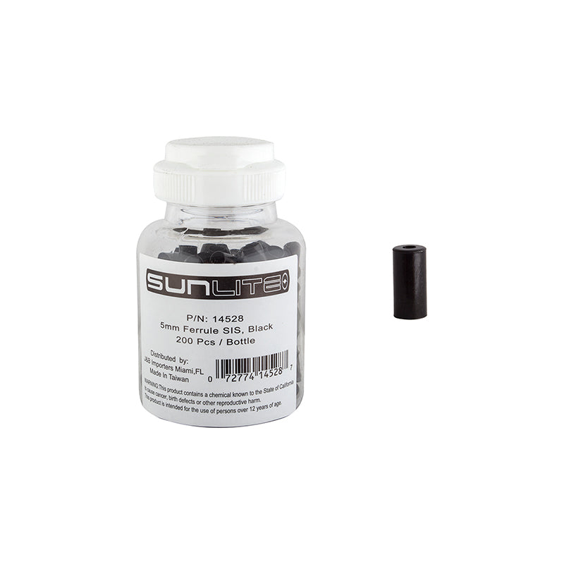 Sunlite Cable Ferrules SIS 5mm Alloy Black Bottle of 200 - Bicycle Warehouse