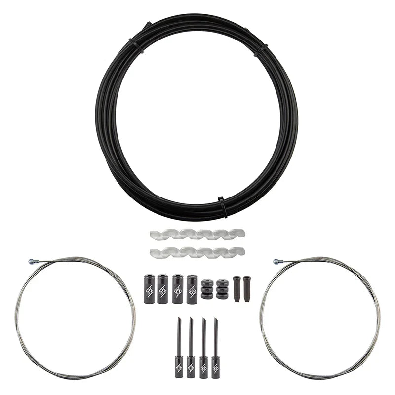 Origin8 Slick Compressionless Road Brake Cable/Housing Kit Front and Rear 3000mm/1500mm & 2800mm 5mm/1.5mm Black Road Compressionless - Bicycle Warehouse