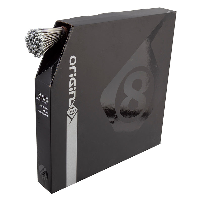 Origin8 SS Slick Polished Road Brake Cable Front or Rear 2800mm 1.5mm SS Silver Box of 100 Road - Bicycle Warehouse