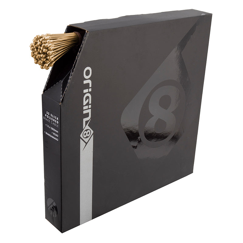 Origin8 SS SuperSlick Electrolysis Road Brake Cable Front or Rear 2800mm 1.5mm SS Gold Box of 50 Road - Bicycle Warehouse