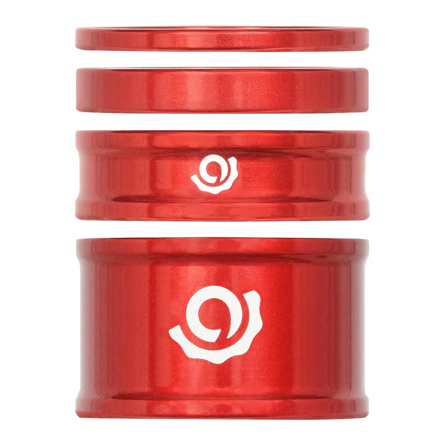 Headset Combo Spacer Kit 1-1/8" Set/4 Red - Bicycle Warehouse