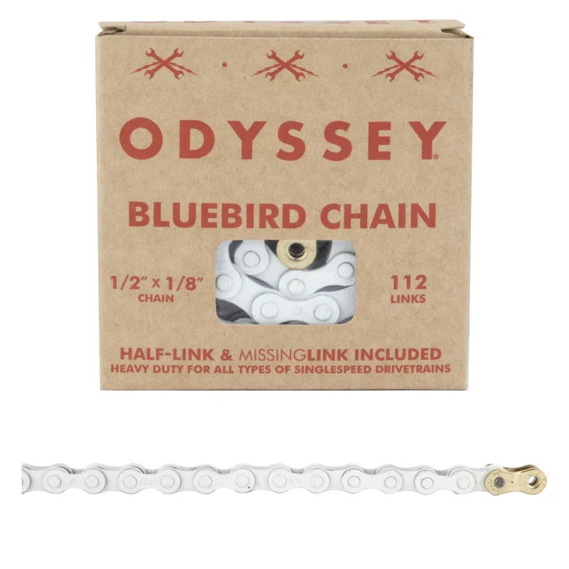 Bluebird Chain - Single Speed 1/2" x 1/8" 112 Links White - Bicycle Warehouse