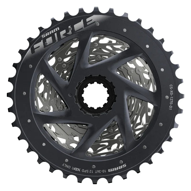 Force AXS XG-1270 Cassette - 12-Speed 10-36t Silver For XDR Driver Body D1 - Bicycle Warehouse