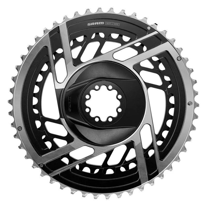 RED 2x Chainring Kit - 46/33t 2x12-Speed 8-Bolt Direct Mount BLK/Silver E1 - Bicycle Warehouse
