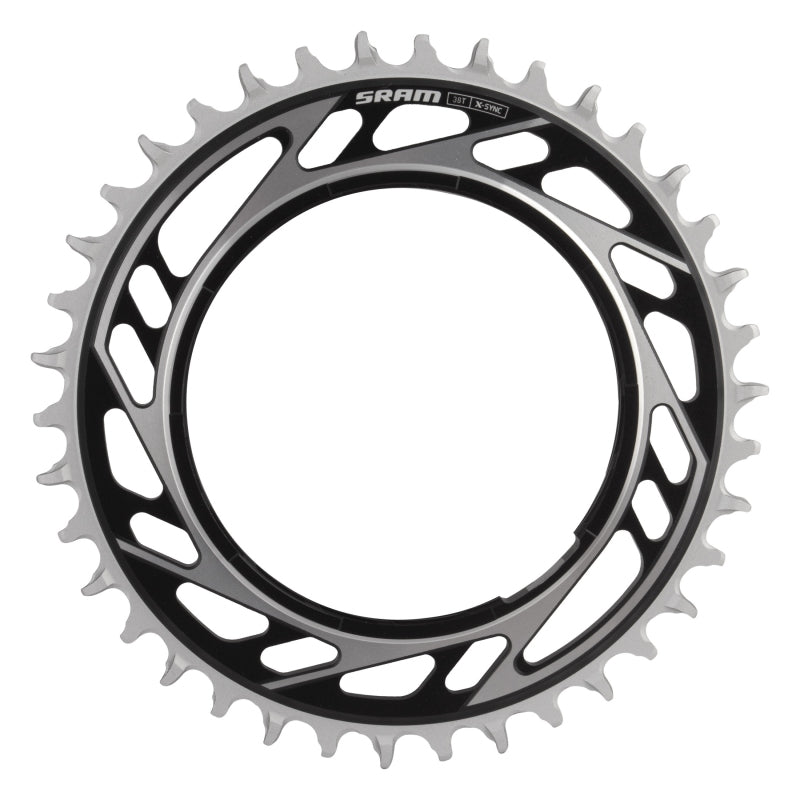 RED XPLR X-Sync Thread Mount Chainring - 38t 12/13-Speed Thread Mount For RED XPLR AXS PM Spider 6.5mm Offset BLK/Silver E1 - Bicycle Warehouse
