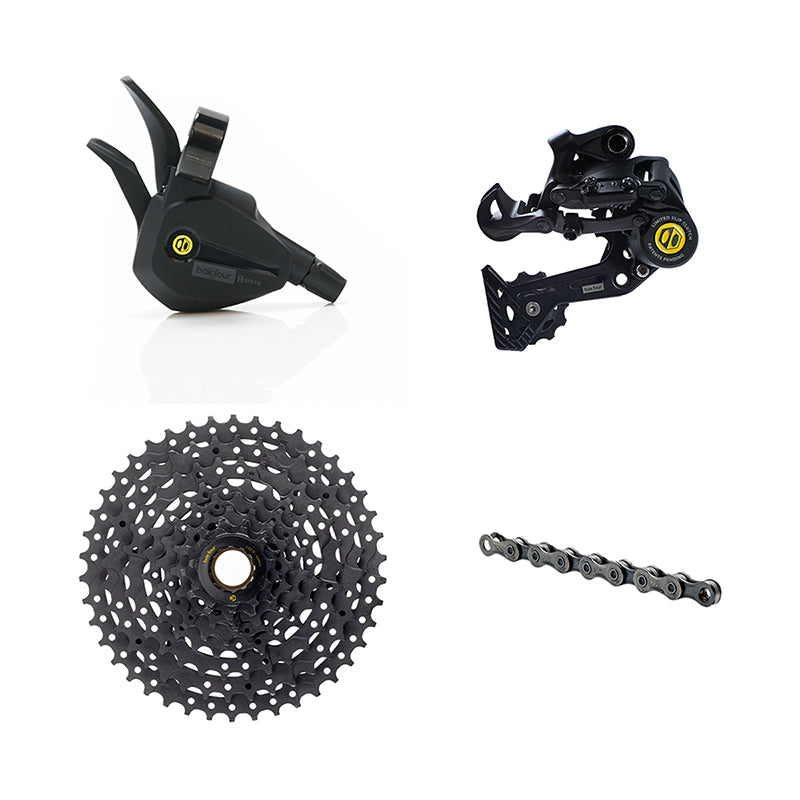 BOX Four 8-Speed Wide Single Shift eBike Groupset - Includes Wide Rear Derailleur 11-42t Cassette Single Shift Shifter 8-Speed Chain - Bicycle Warehouse