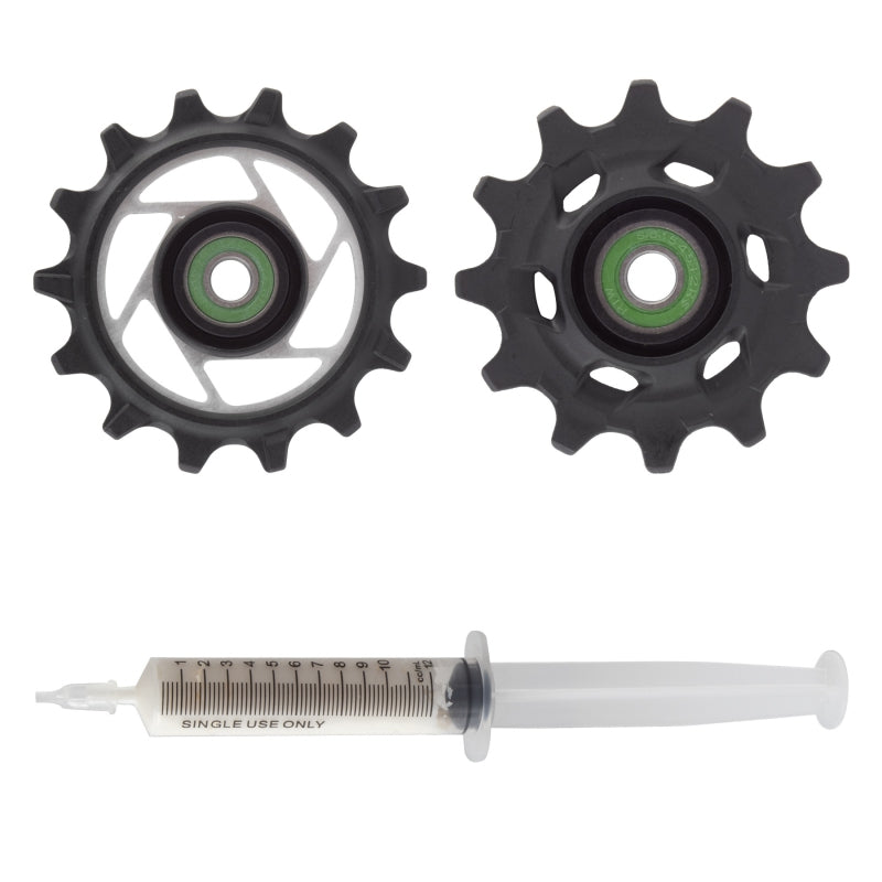 RED AXS Rear Derailleur Pulley Kit - 12t Upper 14t Lower Ceramic Pulley Wheel Bearings E1 - Bicycle Warehouse