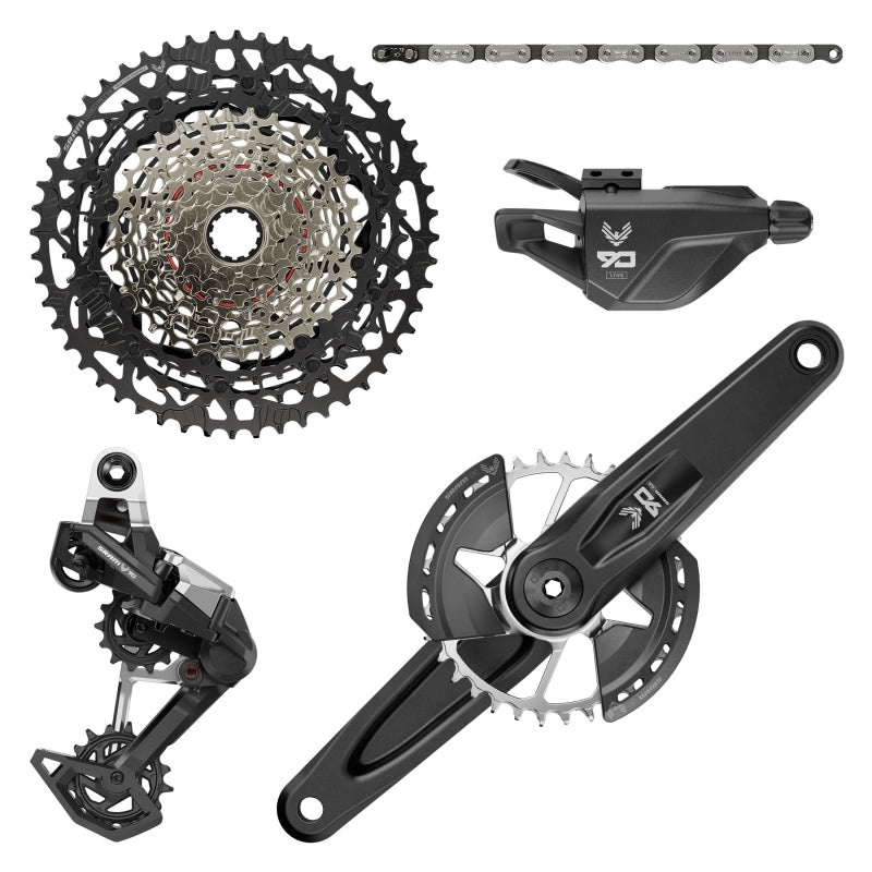 SRAM Eagle 90 T-Type Groupset - 165mm Wide Crank 32t Chainring Trigger Shifter 10-52t 12-Speed Cassette Rear Derailleur Chain - Bicycle Warehouse
