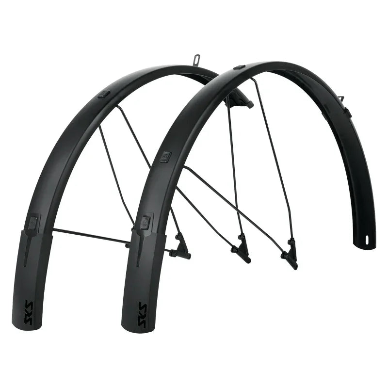 B56 Bluemels Style Full Coverage Fender Set - 56mm 700 x 38-47 Matte BLK - Bicycle Warehouse