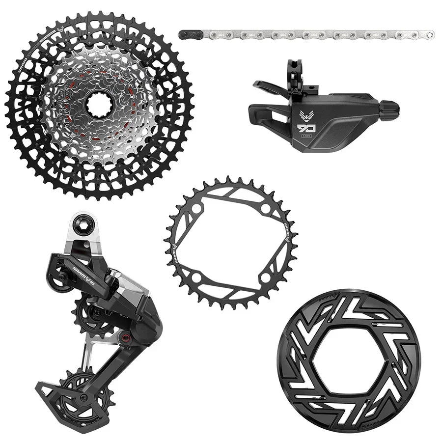 SRAM Eagle 90 Ebike Groupset - No Crank 34T Clip-on Guard Chain XS-1275 10-52t Single Click Shifter Rear Derailleur - Bicycle Warehouse