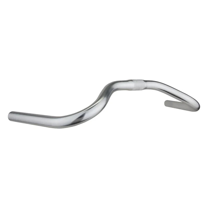 Swept Back Handlebar 25.4mm Bar Clamp 70 Degree Bend 65mm Rise 485mm Width Alloy Silver - Bicycle Warehouse