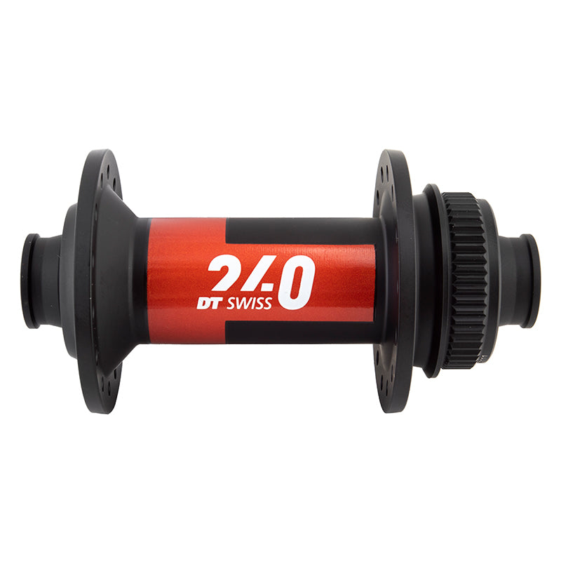 DT Swiss 240 Front Hub - 12 x 100mm Center-Lock Black/Red 28H - Bicycle Warehouse