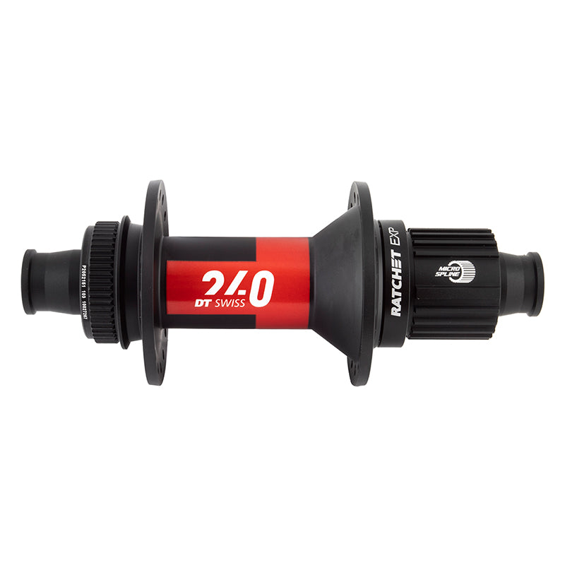 DT Swiss 240 EXP Rear Hub - 12 x 148mm Center-Lock Micro Spline BLK/Red 32H 36pt - Bicycle Warehouse