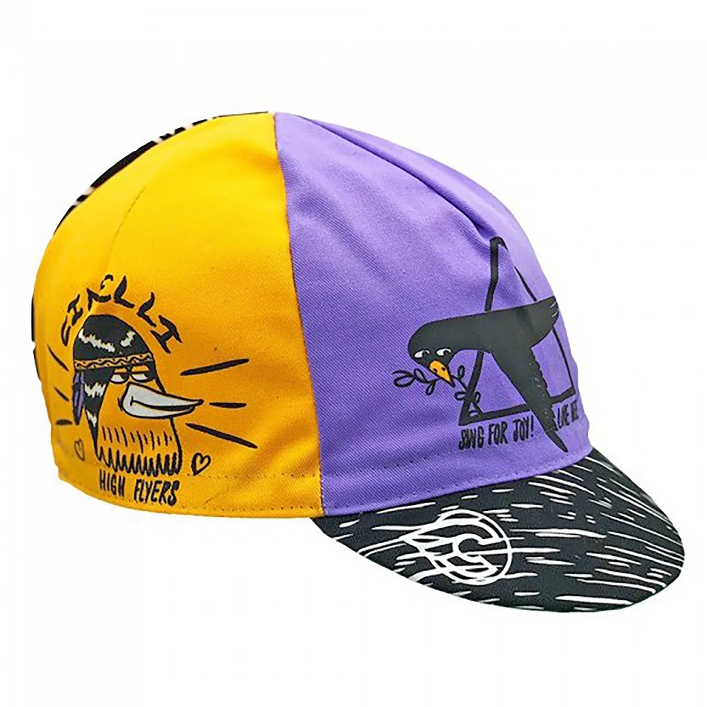 Cycling Cap Stevie Gee Art High Flyers Purple/Yellw - Bicycle Warehouse