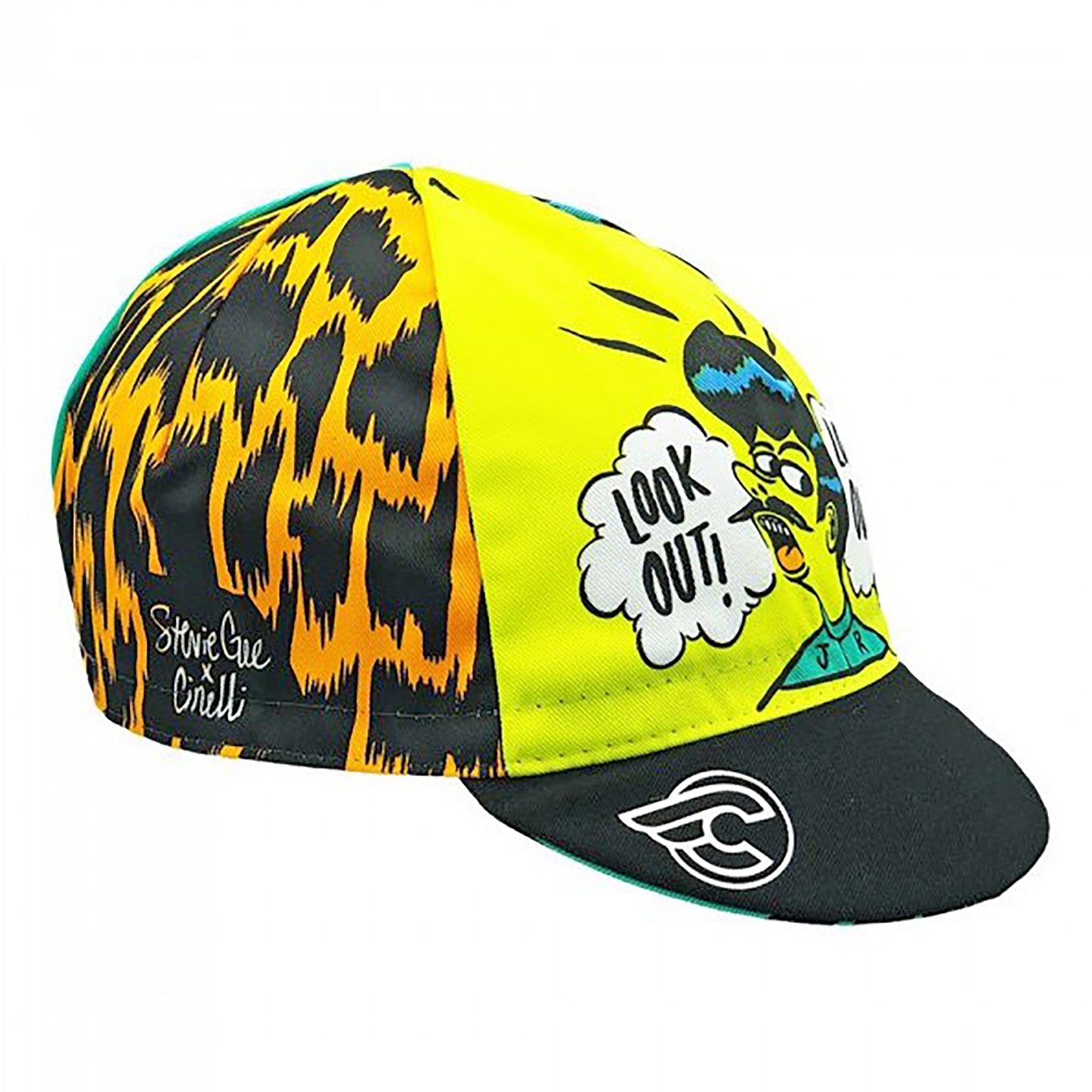 Cycling Cap Stevie Gee Art Look Out Black/Yellow - Bicycle Warehouse