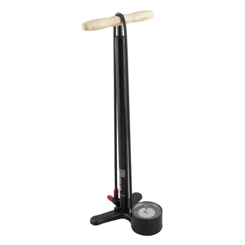 Steel Floor Drive Floor Pump with 3.5" Gauge ABS Pro Head Flat Black - Bicycle Warehouse