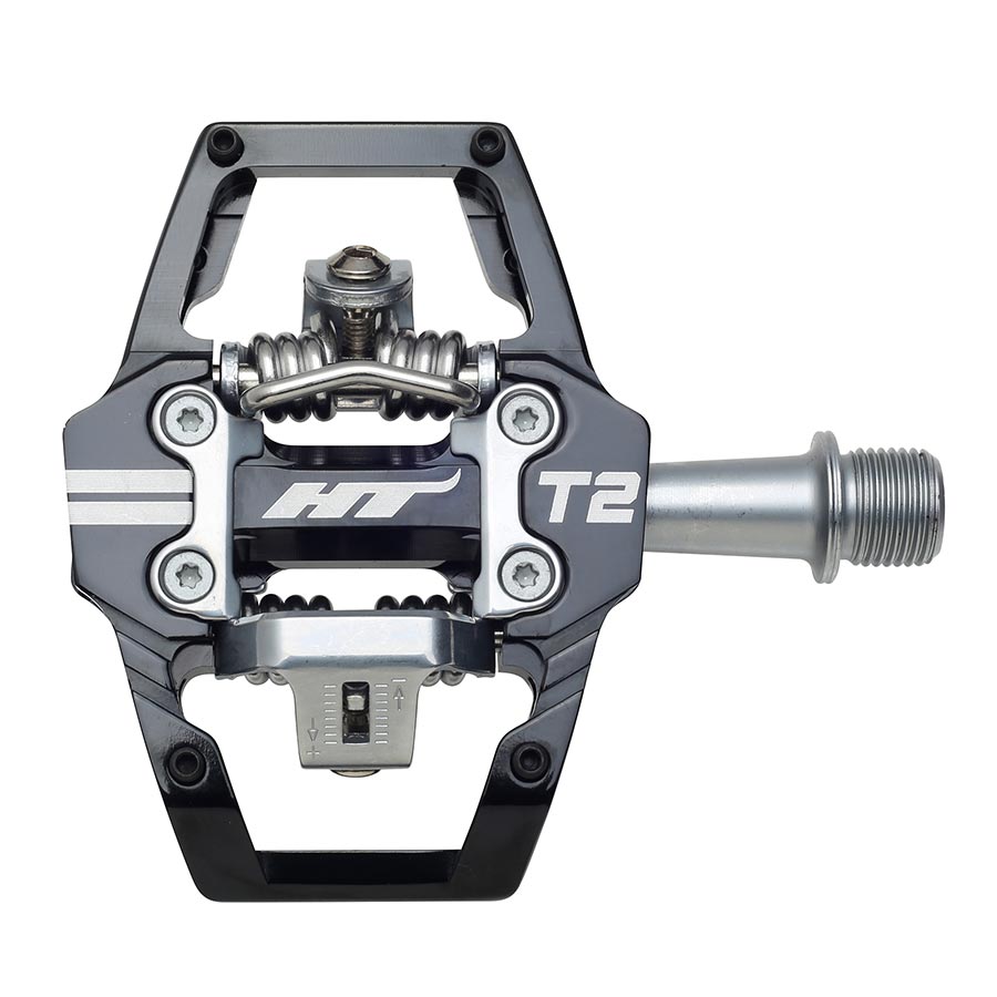 HT Components T2 Pedals - Dual Sided Clipless Platform Aluminum 9/16" BLK - Bicycle Warehouse