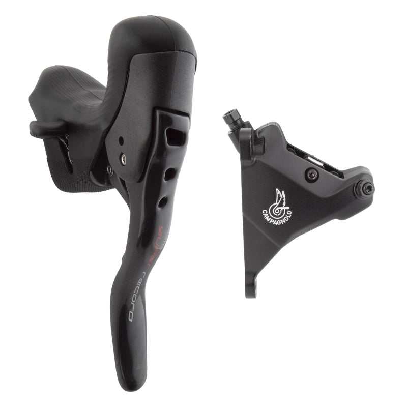 Super Record Ergopower Hydraulic Brake/Shift Lever Disc Caliper - Left/Front 12-Speed 160mm Flat Mount Caliper BLK - Bicycle Warehouse