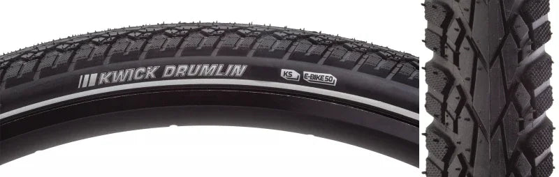 Kwick Drumlin Tire - 700 x 45 Clincher Wire Black/Reflective 60tpi - Bicycle Warehouse