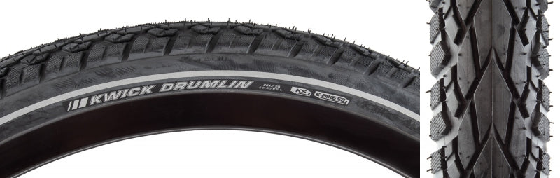 Kwick Drumlin Tire - 26 x 2.2 Clincher Wire Black/Reflective 60tpi KS - Bicycle Warehouse