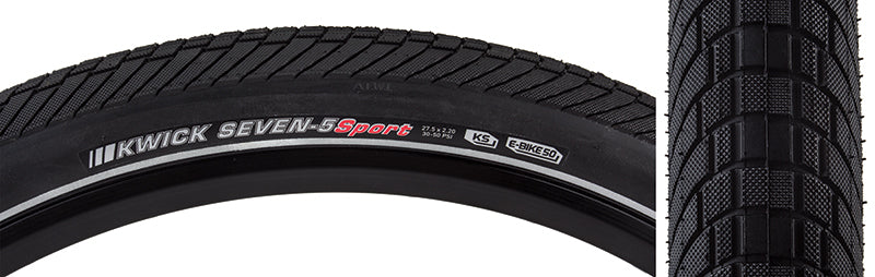 Kwick Seven.5 Tire - 27.5 x 2.2 Clincher Wire BLK/Reflective 60tpi KS - Bicycle Warehouse