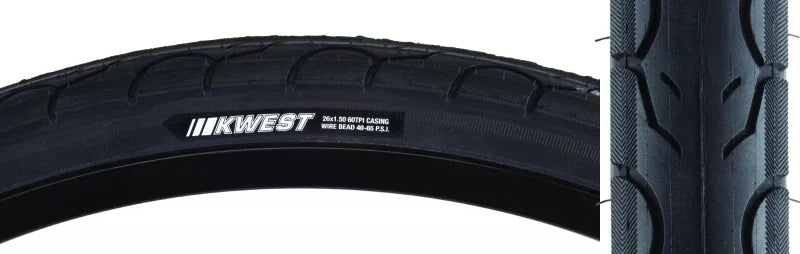 Kwest Tire - 26 x 1.5 Clincher Wire Black 60tpi - Bicycle Warehouse