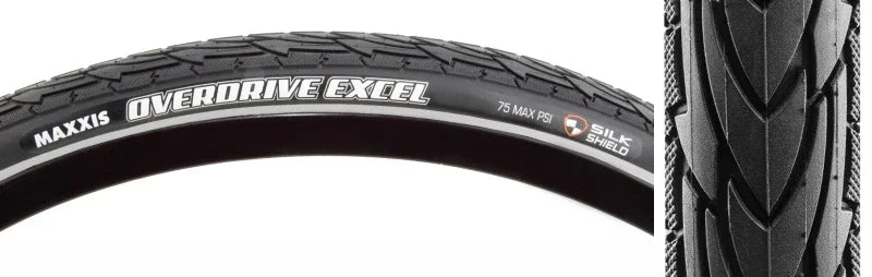 Overdrive Excel Tire 700x47C Wire Clincher Single SilkShield Reflective 60TPI Black - Bicycle Warehouse