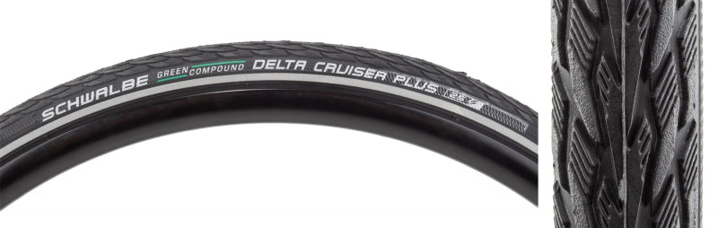 Delta Cruiser Plus Hybrid Tire 700x28C Folding Clincher GreenCompound PunctureGuard 50TPI Black - Bicycle Warehouse