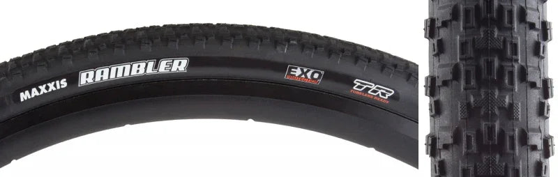 Rambler Tire - 700 x 50 Tubeless Folding Black/Tan Dual EXO - Bicycle Warehouse