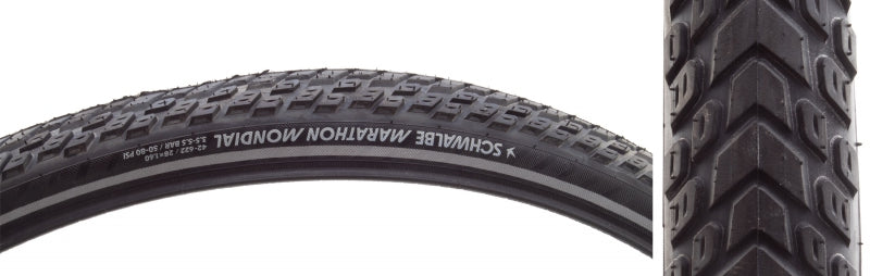 Marathon Mondial Tire - 700 x 42 Clincher Wire BLK/Reflective Performance Line RaceGuard Double Defense Addix - Bicycle Warehouse