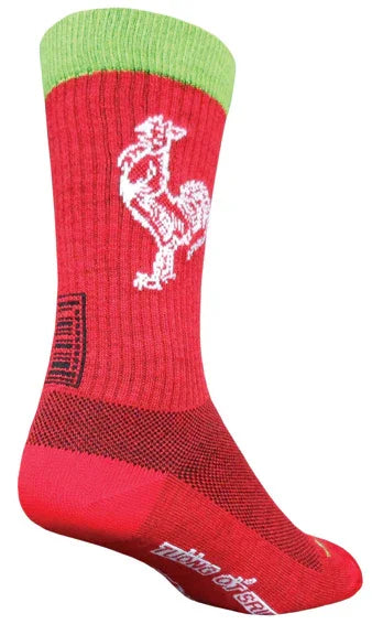 Sockguy Sriracha Acrylic Crew Socks 5-6 Red/Green - Bicycle Warehouse