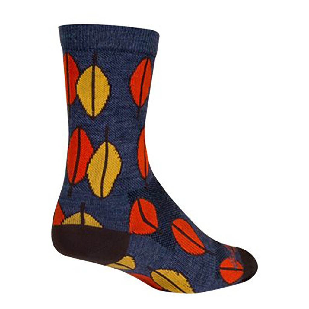 Sockguy Leaves Wool Socks 9-13 Blue/Red/Yellow - Bicycle Warehouse