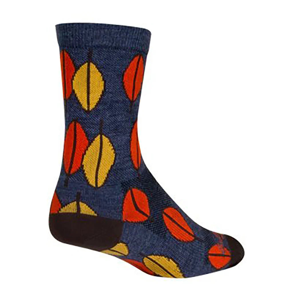 Sockguy Leaves Wool Socks 9-13 Blue/Red/Yellow - Bicycle Warehouse