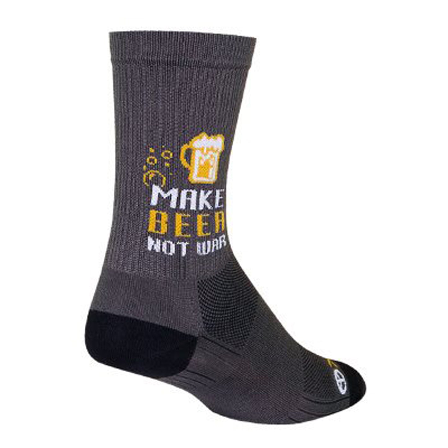 Sockguy Make Beer Not War SGX6 Socks 9-13 Gray - Bicycle Warehouse