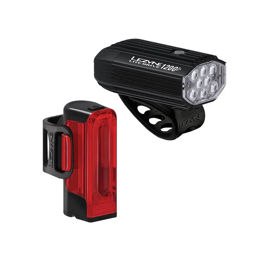Lite Drive 1200+/Strip Drive Pro 400+ Headlight/Taillight Set - Black - Bicycle Warehouse