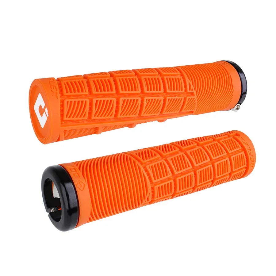 Reflex V2.1 Grips - White/Orange Lock-On - Bicycle Warehouse