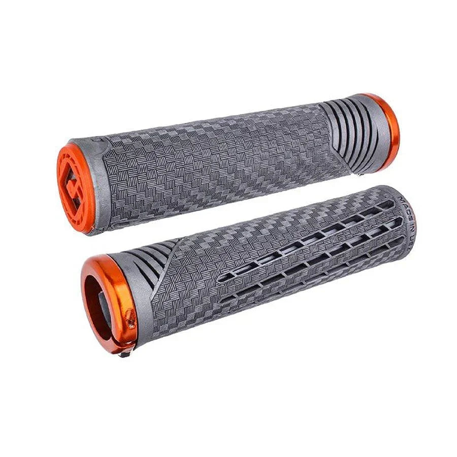 CF V2.1 Grips - Gray/Orange Lock-On - Bicycle Warehouse