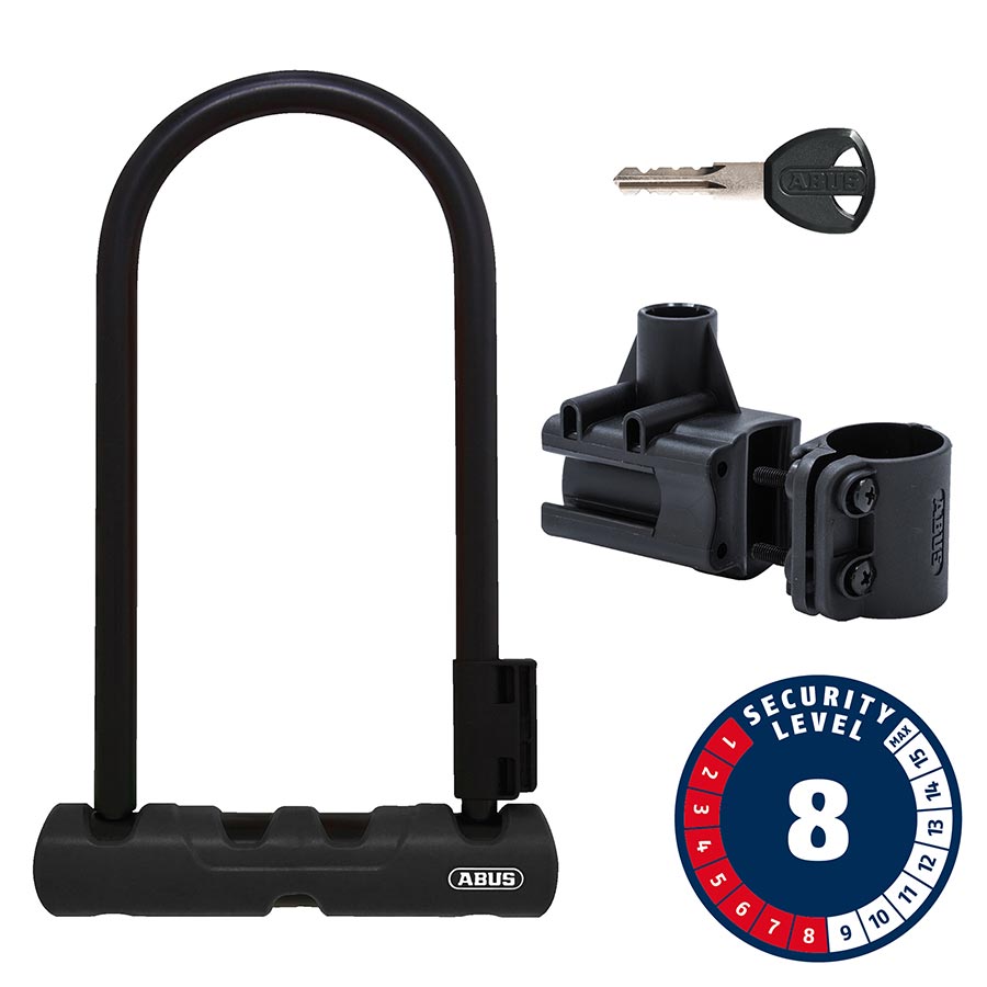 Abus Ultra 410K U-Lock Key 12mm 170x230mm 6.7x9 SH34 Black - Bicycle Warehouse
