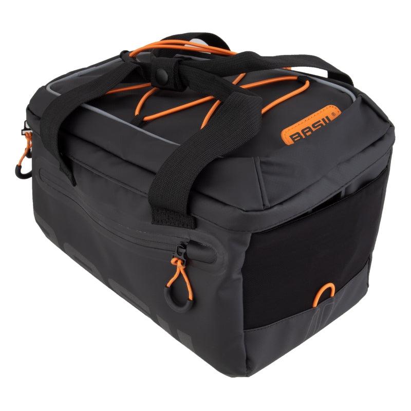 Miles Tarpaulin Trunk Bag UBS UBS / Straps 12.6x7.9x7.9` 427 c.i. Black/Orange - Bicycle Warehouse